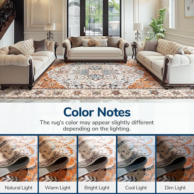 Lessymo 5x7 Area Rugs- Machine Washable Area Rugs, Super Soft Faux-Wool Area Rug - Image 8
