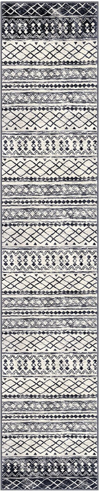 KUTA Moroccan Washable Runner Rug, 2x10 Non-Slip Vintage Black Navy Blue Boho - Image 8