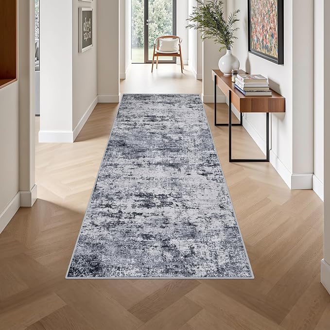 Washable Area Rug 3x8 Entryway Rug: Washable Modern Abstract Soft Thin Rug - Image 4