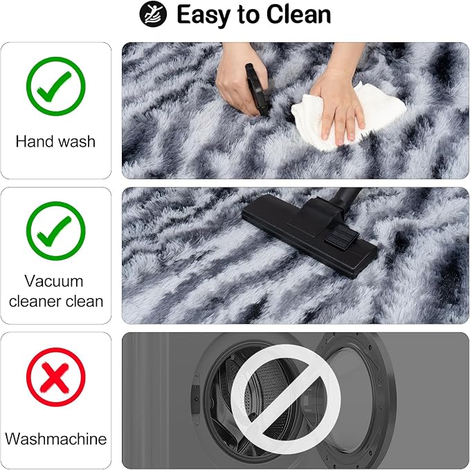 qulint Zebra Rug for Living Room, 5x7 Fluffy Carpet for Bedroom Soft Shaggy - Image 6