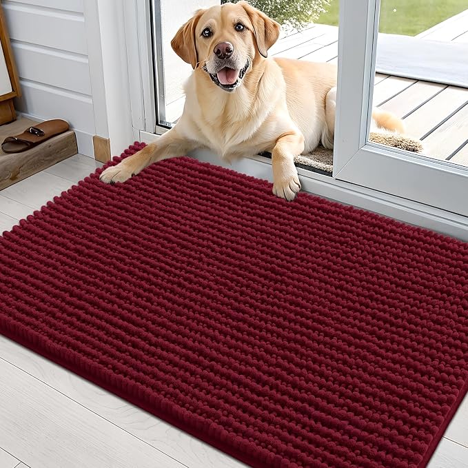 OLANLY Dog Door Mat for Muddy Paws 36x24, Ultra Absorbent Chenille Mud Doormat by OLANLY