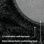Black Round Fluffy Rug 5ft Plush Fuzzy Shaggy Carpet, Soft Rugs - Image 7