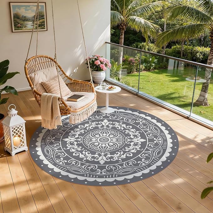 Pauwer Waterproof Outdoor Rug 8ft, Reversible Plastic Straw Patio Camping Rug - Image 6