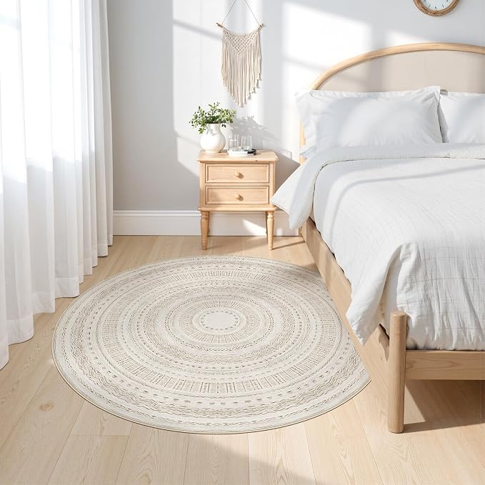 cotiled 5x5 Round Area Rugs Living Room Rug: Washable Boho Rugs - Image 2