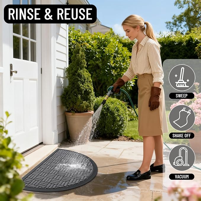 OLANLY Half Circle Door Mat Outside Entrance 29.5x17, Heavy Duty Sturdy Natural - Image 7