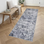 2.6'x10' Runner Rug Washable Rug: Modern Abstract Soft Thin Runner Rug Grey - Image 3