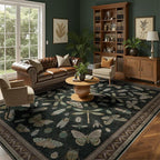 DCX 8x10 Washable Insect Rug, Vintage Gothic Black Rug - Image 2