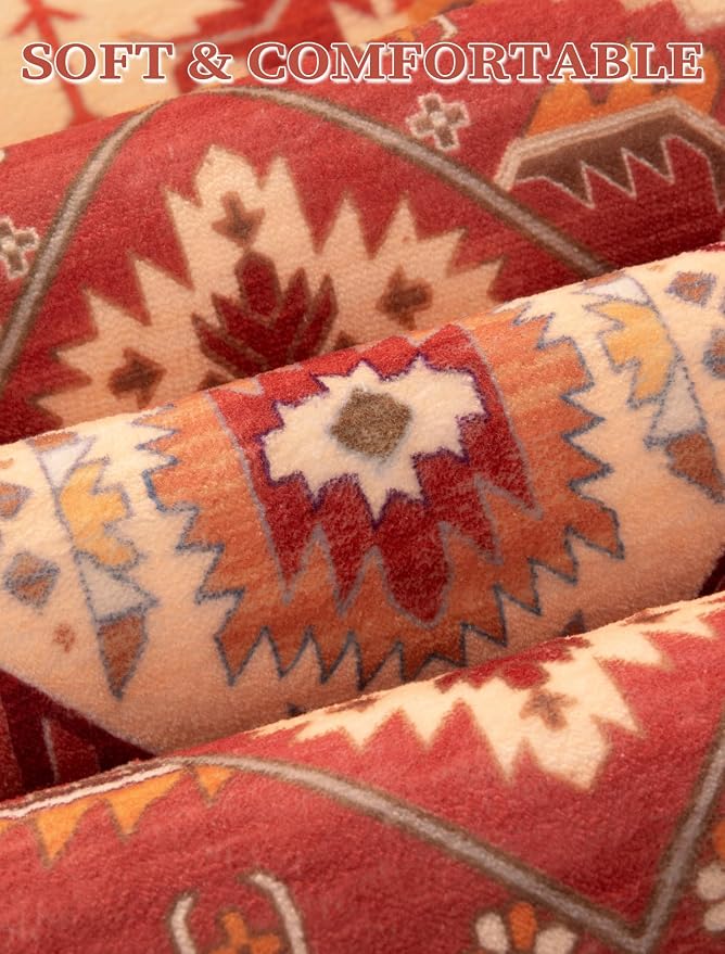 SERISSA Runner Rug for Hallways, Long Boho Rug Vintage Red Hallway Stair Ultra - Image 6
