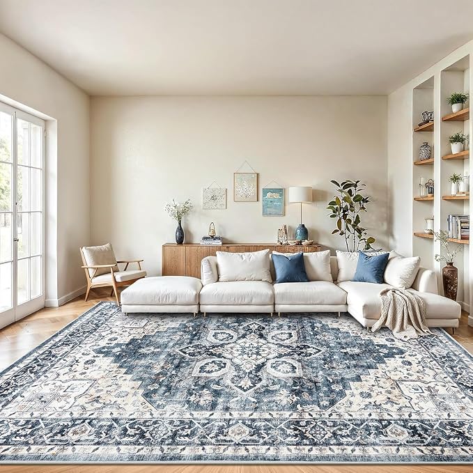 AMADA HOMEFURNISHING 10x14 Washable Area Rug, Low-Profile Large Area Rug - Image 8