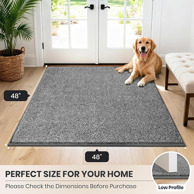 PURRUGS Dirt Trapping Door Mat 48" x 48", Non-Slip Machine Washable Entryway Rug - Image 8