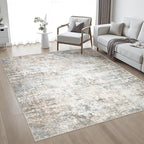 5x5 Area Rug Living Room Rug: Washable Modern Abstract Soft Thin Rug Indoor - Image 2