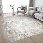 6x6 Area Rug Living Room Rug: Washable Modern Abstract Soft Thin Rug Indoor - Image 2