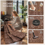 SERISSA 9x12 Area Rugs for Living Room, Washable Non-Slip Coffee Brown Boho Rug - Image 3