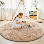 OLANLY Beige Round Rugs for Bedroom - Image 3