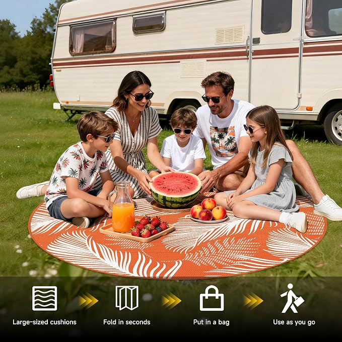 Pauwer Waterproof Outdoor Rug 6ft, Reversible Plastic Straw Patio Camping Rug - Image 5