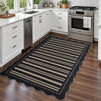 Striped Easy Jute 4x6 Outdoor Patio Rug, Washable Indoor Outdoor Black Kitchen - Image 8