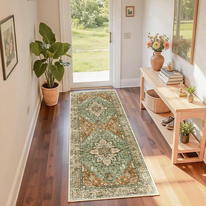 RELEANY Area Rugs Runner 2'x6' Washable Non-Slip, Floral Vintage Distress - Image 4