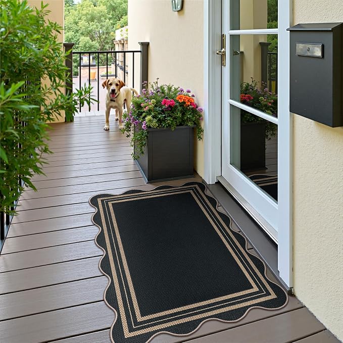 Easy Jute Black Front Door Mat, 2.6x4 Washable Entryway Rug Non Slip Small - Image 8