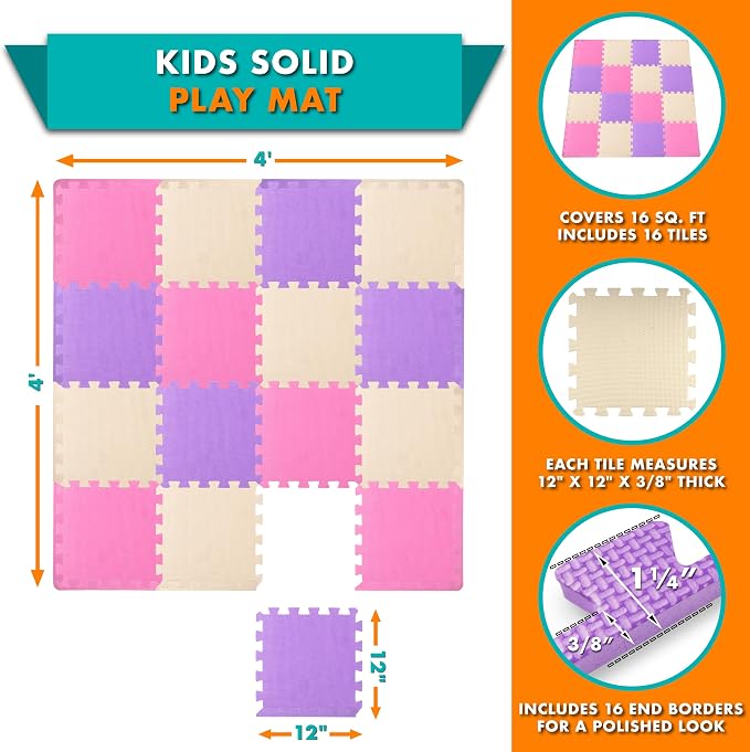 ProSource Baby Play Mat, Soft Foam Floor Tiles - Image 2