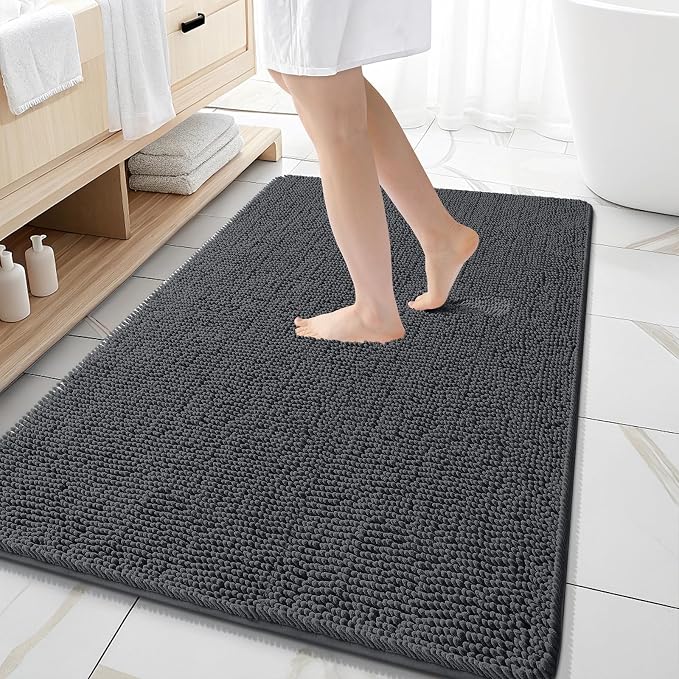 OLANLY Large Bathroom Rugs 59x35, Extra Soft Absorbent Chenille Bath Rugs by OLANLY