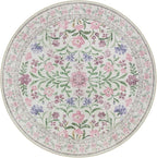 Wonnitar Floral Washable Round Rugs 6ft, Ultra-Thin Non Slip Boho Carpet - Image 8