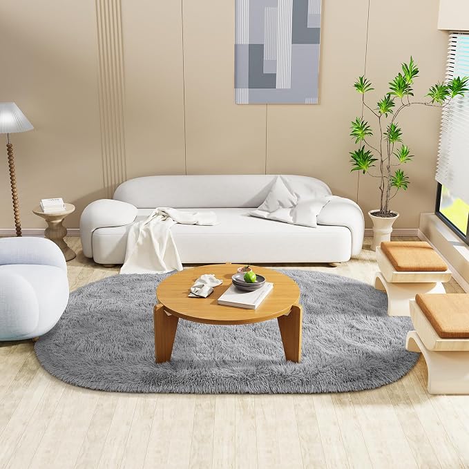 LOCHAS Bedroom Rug 3.3' x 6.2', Soft Oval Throw Rugs Carpet - Image 7