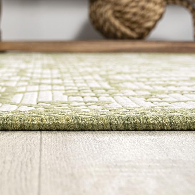 JONATHAN Y Vintage Filigree Indoor Outdoor Area Rug 3X5 Green/Cream, Madrid - Image 6