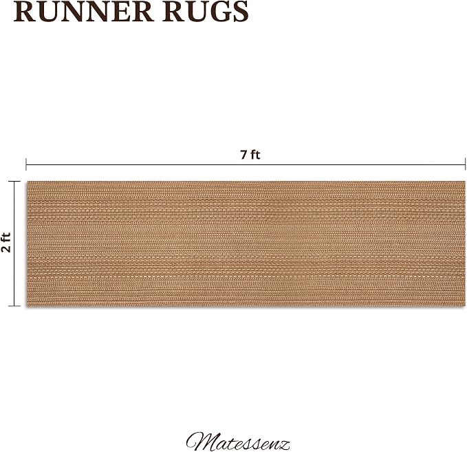 MatEssen 2x7 Thin Runner Rug for Hallway, 30% Cotton 70% Polyester Woven Carpet - Image 2