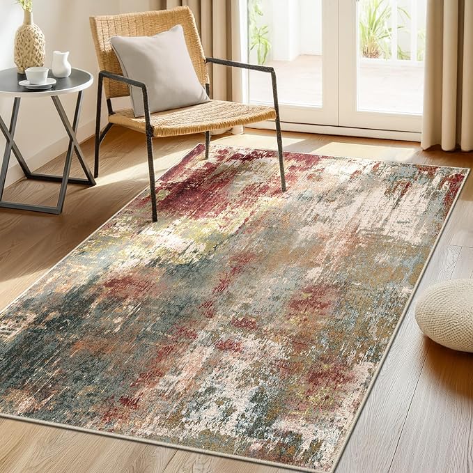 RELEANY Washable Area Rugs 3'x5' Non-Slip Modern Abstract Soft by RELEANY