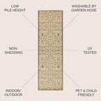 JONATHAN Y Vintage Filigree Indoor Outdoor Runner Rug 2X8 Beige/Brown, Madrid - Image 2