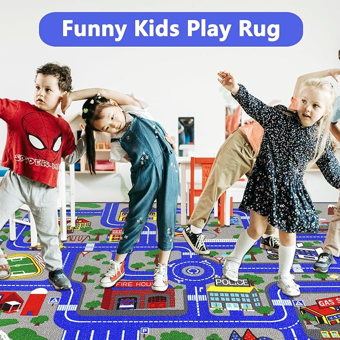 Capslpad Kids Rug Educational Play Rug 6.6' x 9.8' Classroom Traffic Road Kid - Image 7
