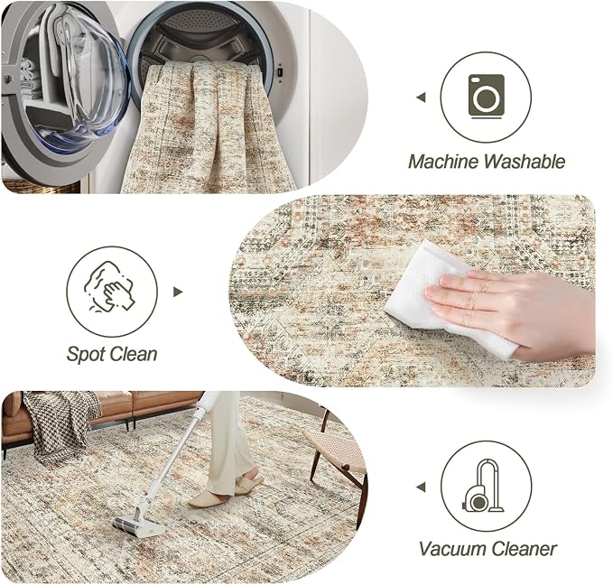 Soalmost 6x9 Area Rug for Living Room Washable 6x9 Non-Slip Modern Rugs for - Image 5