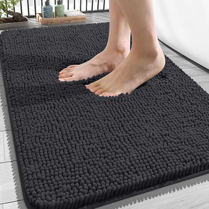 OLANLY Bathroom Rugs 34x21, Extra Soft Absorbent Chenille Bath Rugs, Rubber by OLANLY