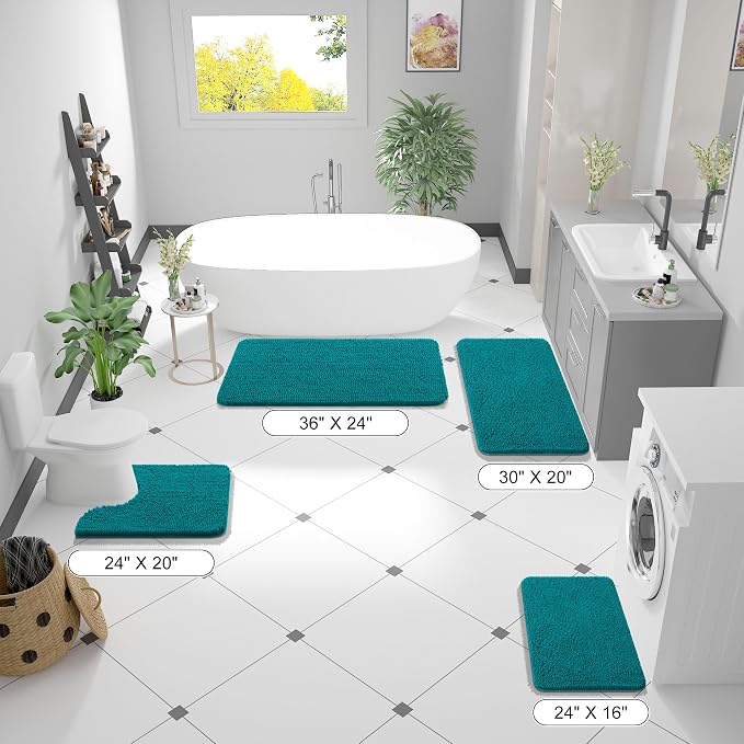 OLANLY Bathroom Rugs 36x24, Extra Soft Absorbent Chenille Bath Rugs, Rubber - Image 2