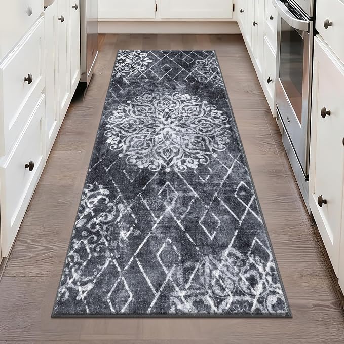 HEBE Washable Hallway Runner Rug 2'x 5' Non Slip Kitchen Rugs Runner, Low Pile by HEBE