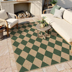 Lahome Colette Checkered Outdoor Rug 5x7, Washable Rug - Image 3
