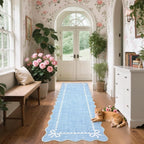 GarveeHome Scalloped Bow Rug for Living Room, Solid Blue Rug for Dorm, Washable - Image 8