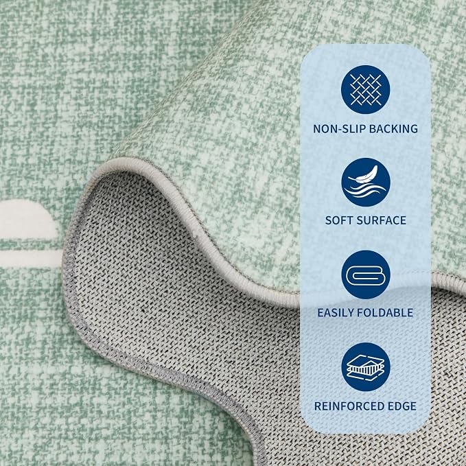 GarveeHome Scalloped Bow Rug for Kitchen Floor, Sage Green Rug for Dorm - Image 6