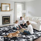 Fluffy Rug Shag Area Rug, Mottling Black 2x4 Area Rugs - Image 3