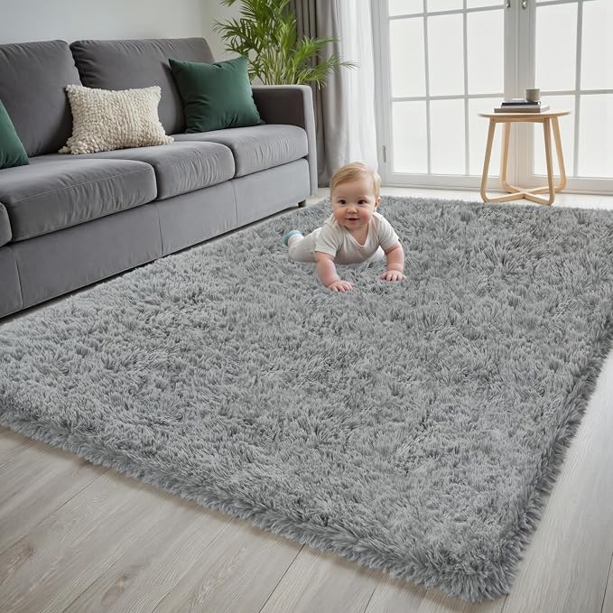 5x7 Area Rug for Living Room, Ultra Soft Fluffy Shag Rugs for Bedroom, Non-Slip - Image 2