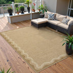LIVEBOX Scalloped Washable Outdoor 5x7 Rug, Easy Jute Tan Rug - Image 2