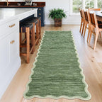 GarveeHome Scalloped Washable Runner Rug 2x6 Runner Abstract Modern Green - Image 2