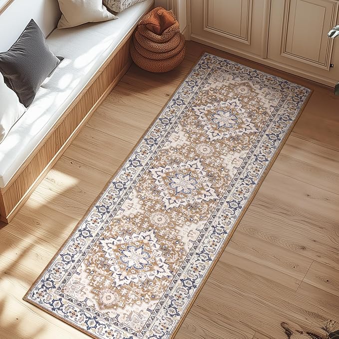 Lessymo 2 x 6 Runner Rug- Machine Washable Area Rugs Boho Faux Wool Low Pile - Image 5