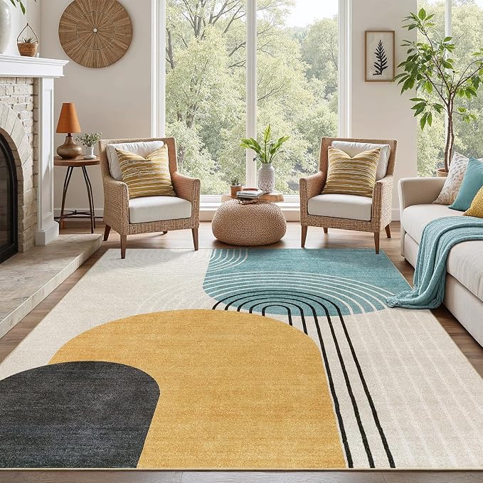 DCX Abstract Machine Washable 10x12 Rug, Mid Century Modern Rug - Image 2