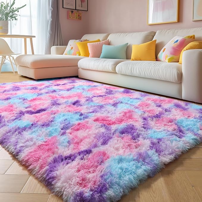 Amdrebio Hot Pink Rainbow Area Rug - Image 7