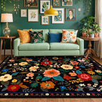 RELEANY Floral 5x7 Area Rugs Washable Print Boho Cute Carpet Non Slip Flower - Image 2