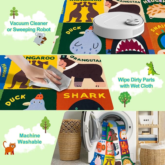 Kids Rugs for Playroom, 3x5 Feet Upgrade Ultra Non Slip Area Rug, Washable Play - Image 4