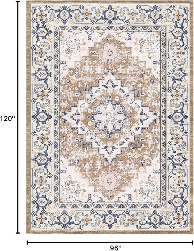 Lessymo 8 x 10 Area Rugs for Living Room- Machine Washable Area Rugs Boho Faux - Image 2