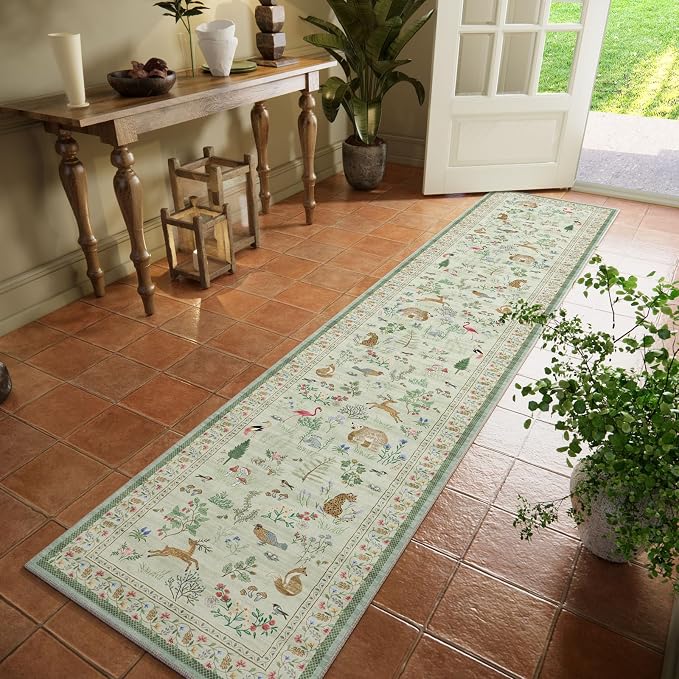 Machine Washable Kitchen Runner Rug: 2'x10' Hallway Runner Non Slip Low Pile - Image 2