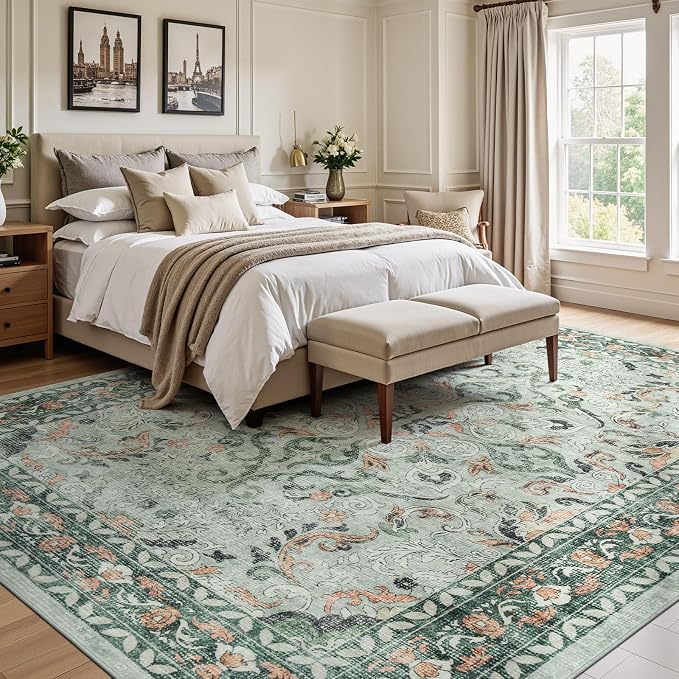 Lofus 8x10 Area Rug for Living Room, Sage Green Washable Area Rugs - Image 2